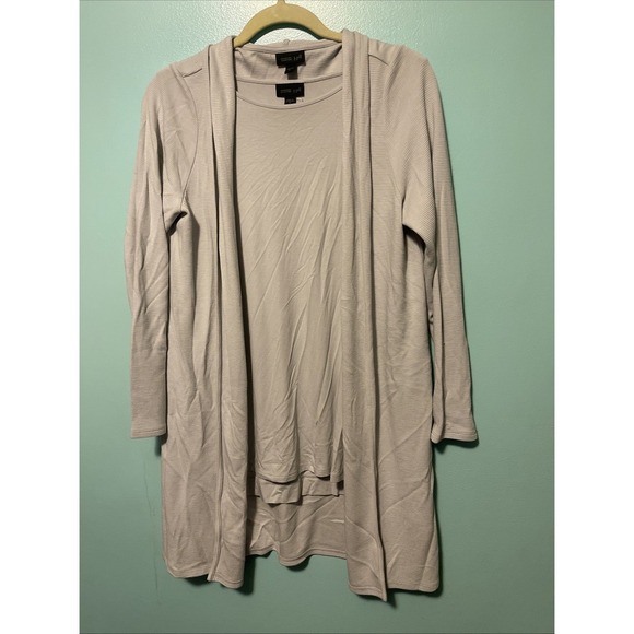 J Jill Women's Medium Tank/Cardigan Set Gray Ribbed Boho Lagen Layered - Picture 1 of 8